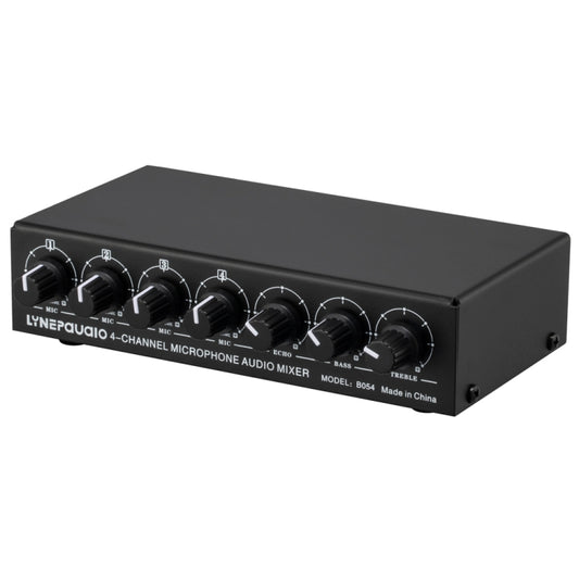 B054 4-Channel Microphone Mixer Support Stereo Output With Reverb Treble And Bass Adjustment, USB 5V Power Supply, US Plug -  by buy2fix | Online Shopping UK | buy2fix