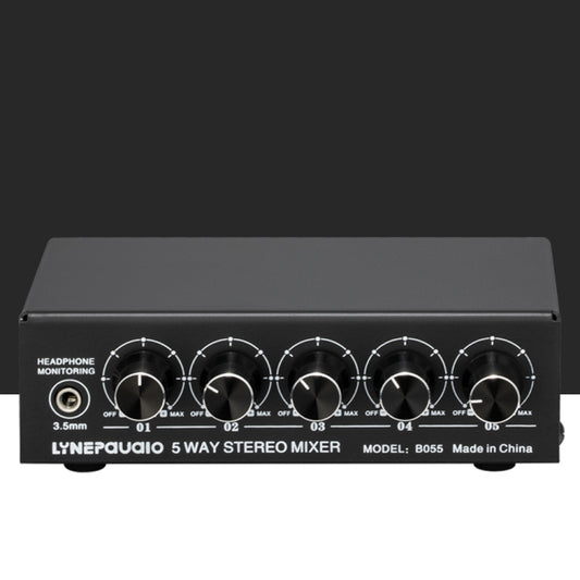 B055 5-Channel Active Stereo Mixer Multi-Channel Mixer with Independent Volume Adjustment  & USB 5V Power Output & Headphone Monitoring, US Plug -  by buy2fix | Online Shopping UK | buy2fix