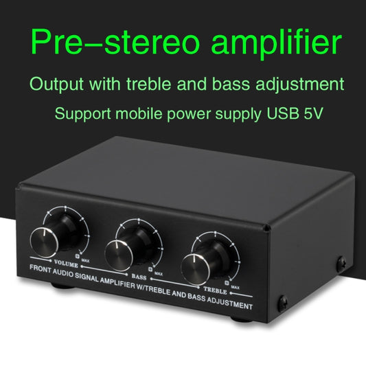 B057 Front Stereo Sound Amplifier Headphone Speaker Amplifier Booster with High And Low Bass Adjustment 2-Way Mixing,  USB 5V Power Supply, US Plug -  by buy2fix | Online Shopping UK | buy2fix