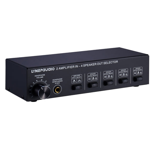 B032 2-in 4-out Power Amplifier Sound Switcher Speaker  Lossless Sound Quality 300W Per Channel Switch Distributor Comparator with Headset Monitoring Function / Audio Input -  by buy2fix | Online Shopping UK | buy2fix
