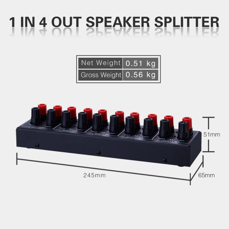 1 In And 4 Out Amplifier Sound Speaker Distributor, 4-Area Sound Source, Signal Distribution Panel, Single Audio Input, 300W Per Channel -  by buy2fix | Online Shopping UK | buy2fix