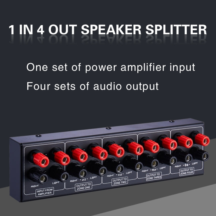 1 In And 4 Out Amplifier Sound Speaker Distributor, 4-Area Sound Source, Signal Distribution Panel, Single Audio Input, 300W Per Channel -  by buy2fix | Online Shopping UK | buy2fix