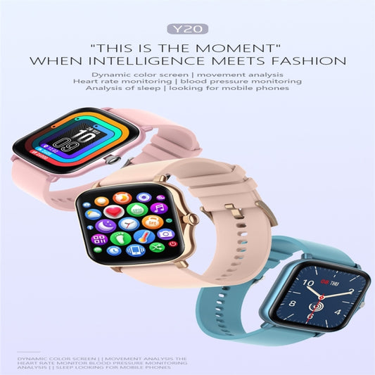 Y20 1.69 inch Color Screen Smart Watch IP67 Waterproof,Support Heart Rate Monitoring/Blood Pressure Monitoring/Blood Oxygen Monitoring/Sleep Monitoring(Gold) - Smart Wristbands by buy2fix | Online Shopping UK | buy2fix