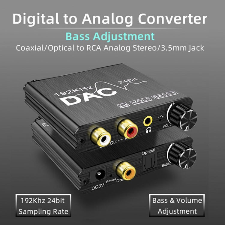 Digital To Analog Audio Converter Stereo Extractor DAC Amplifier Optical SPDIF 192Khz 24Bit - RCA Adapter by buy2fix | Online Shopping UK | buy2fix