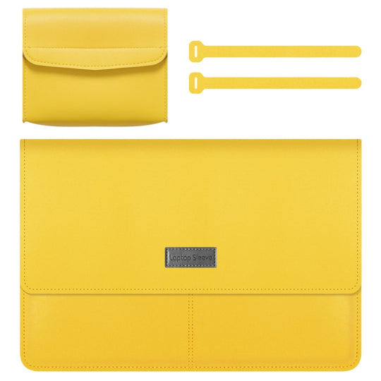Litchi motif cuir PU imperméable ultra-mince doublure de protection sac porte-documents sac de transport pour ordinateurs portables 13-14 pouces (jaune)