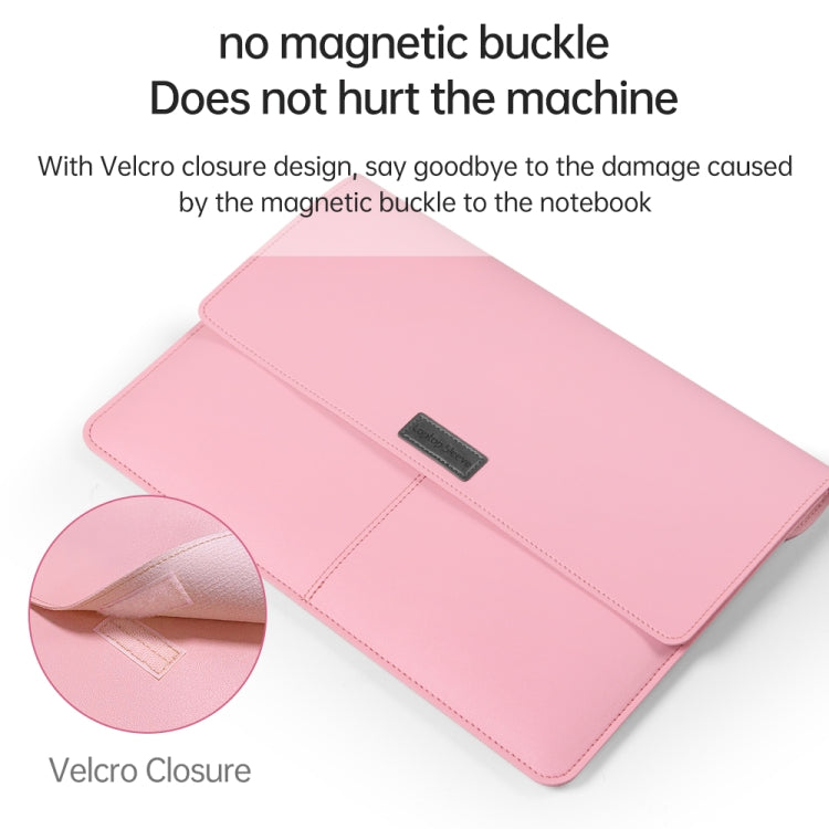 Litchi Pattern PU Leather Waterproof Ultra-thin Protection Liner Bag Briefcase Laptop Carrying Bag for 13-14 inch Laptops(ROSE GOLD) by buy2fix