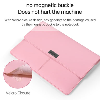 Litchi Pattern PU Leather Waterproof Ultra-thin Protection Liner Bag Briefcase Laptop Carrying Bag for 13-14 inch Laptops(ROSE GOLD) by buy2fix