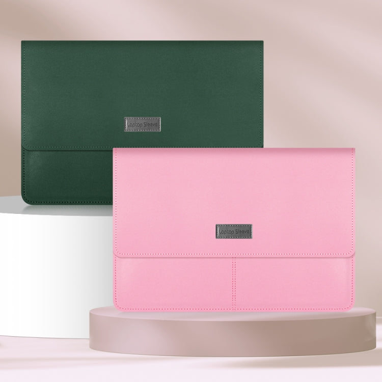 Litchi Pattern PU Leather Waterproof Ultra-thin Protection Liner Bag Briefcase Laptop Carrying Bag for 13-14 inch Laptops(Grey) by buy2fix