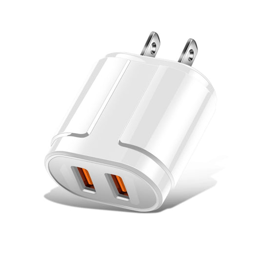 Dual USB Portable Travel Charger + 1 Meter USB to Type-C Data Cable, US Plug(White) - USB Charger by buy2fix | Online Shopping UK | buy2fix