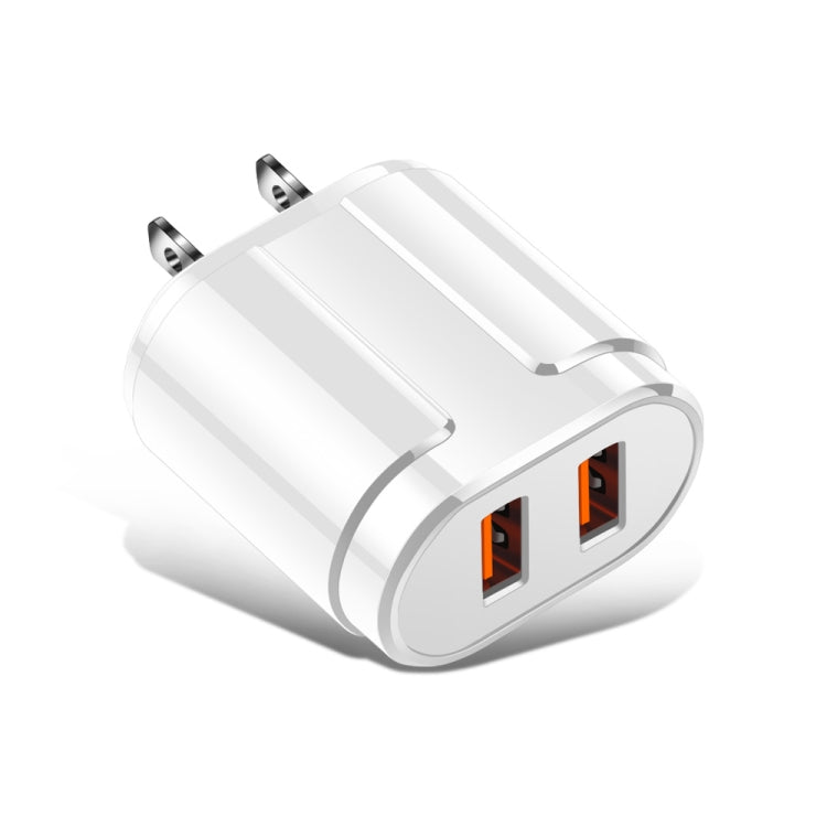 Dual USB Portable Travel Charger + 1 Meter USB to Micro USB Data Cable, US Plug(White) - USB Charger by buy2fix | Online Shopping UK | buy2fix