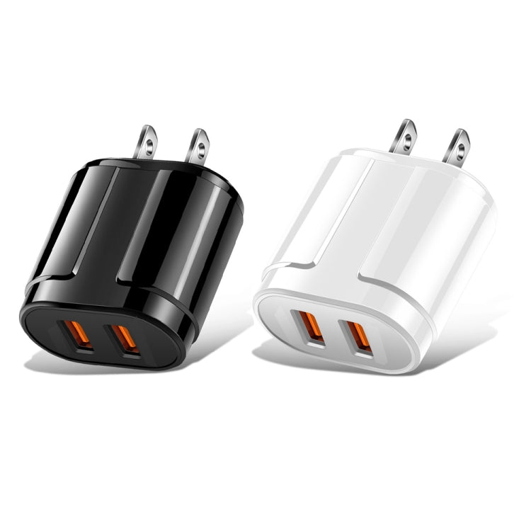 Dual USB Portable Travel Charger + 1 Meter USB to Micro USB Data Cable, US Plug(White) - USB Charger by buy2fix | Online Shopping UK | buy2fix
