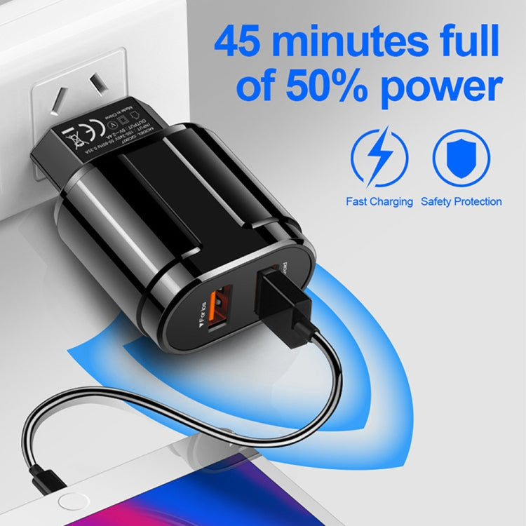 Dual USB Portable Travel Charger + 1 Meter USB to Micro USB Data Cable, EU Plug(White) - USB Charger by buy2fix | Online Shopping UK | buy2fix
