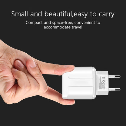Dual USB Portable Travel Charger + 1 Meter USB to Micro USB Data Cable, EU Plug(White) - USB Charger by buy2fix | Online Shopping UK | buy2fix