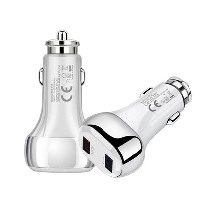 YSY-312 2 in 1 18W Portable QC3.0 Dual USB Car Charger + 1m 3A USB to 8 Pin Data Cable Set(White) by buy2fix