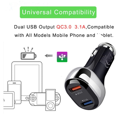 YSY-312 2 in 1 18W Portable QC3.0 Dual USB Car Charger + 1m 3A USB to 8 Pin Data Cable Set(White) by buy2fix