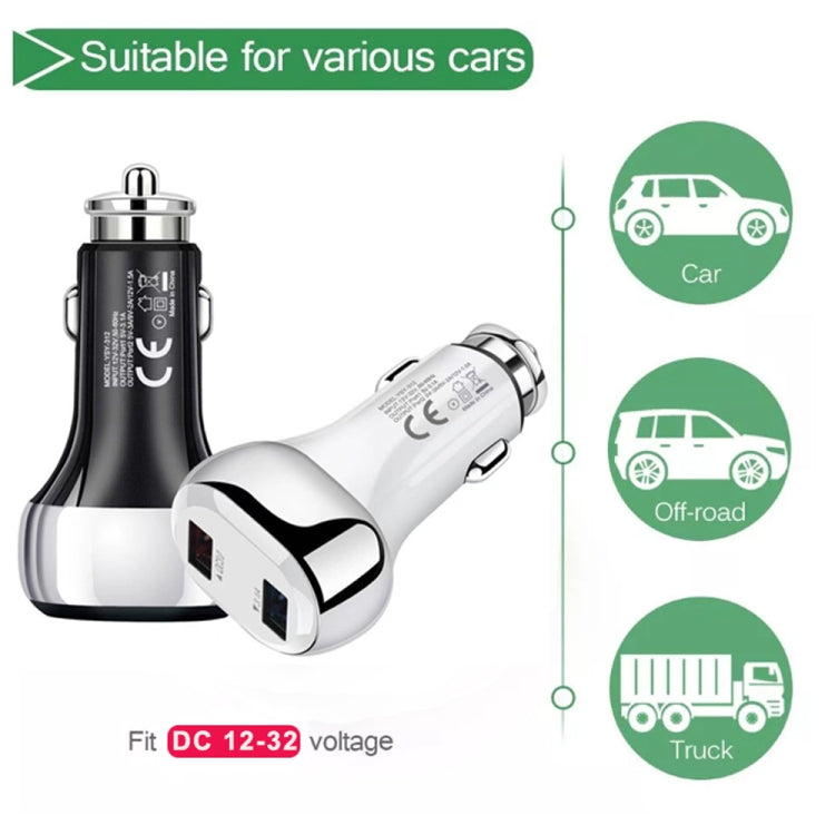YSY-312 2 in 1 18W Portable QC3.0 Dual USB Car Charger + 1m 3A USB to 8 Pin Data Cable Set(White) by buy2fix