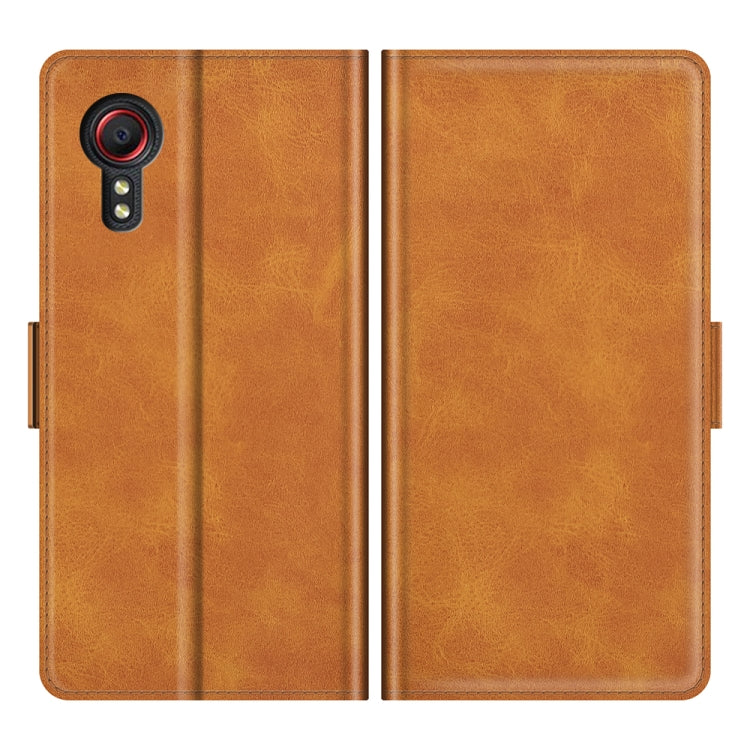 For Samsung Galaxy Xcover 5 / Xcover 5S Dual-side Magnetic Buckle Horizontal Flip Leather Case with Holder & Card Slots & Wallet(Yellow) by buy2fix