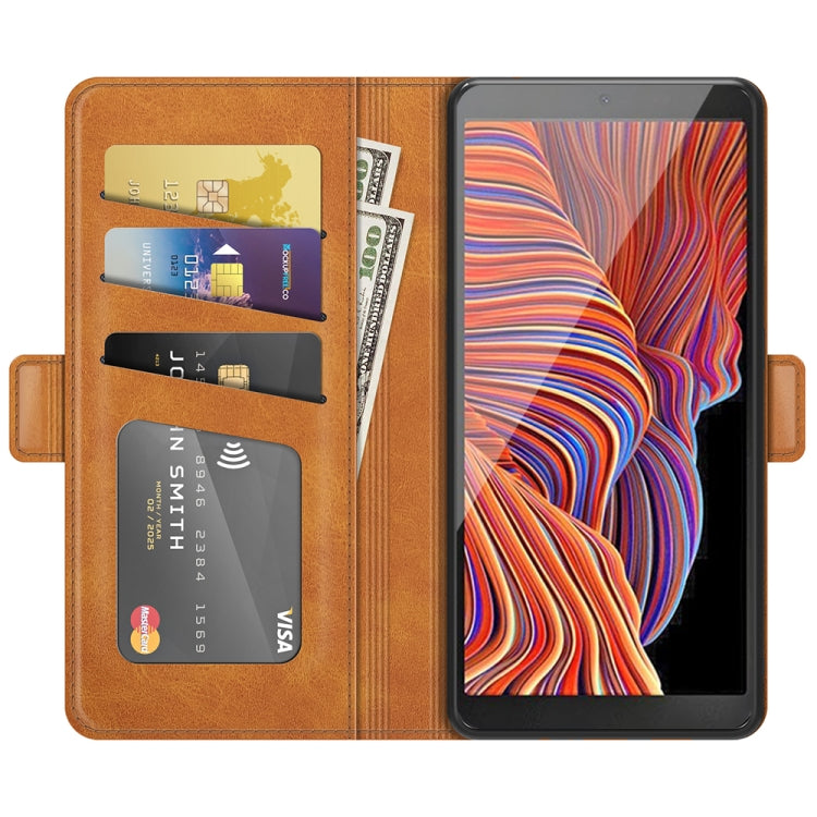 For Samsung Galaxy Xcover 5 / Xcover 5S Dual-side Magnetic Buckle Horizontal Flip Leather Case with Holder & Card Slots & Wallet(Yellow) by buy2fix
