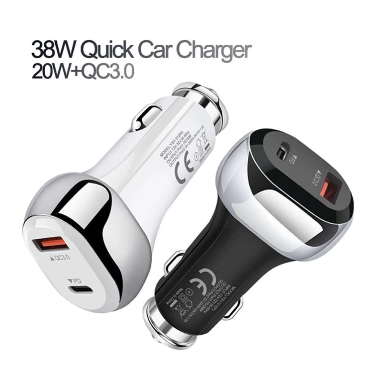 YSY-312PD QC3.0 18W USB + PD 20W USB-C / Type-C Car Charger with USB to Micro USB Data Cable(Black) - Car Charger by buy2fix | Online Shopping UK | buy2fix