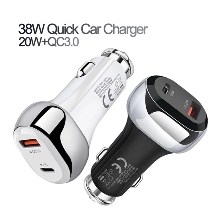 YSY-312PD QC3.0 18W USB + PD 20W USB-C / Type-C Car Charger with Type-C to 8 Pin Data Cable(White) by buy2fix