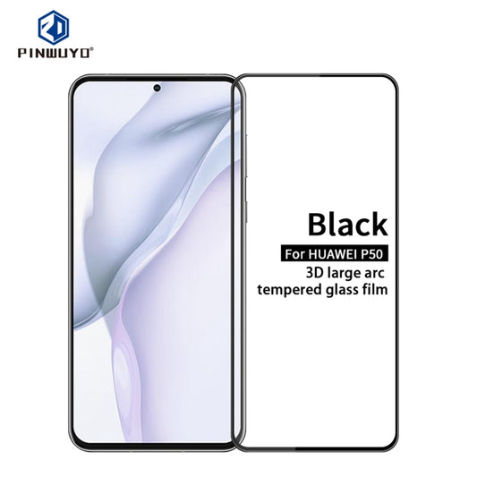 For Huawei P50 PINWUYO 9H 3D Curved Full Screen Explosion-proof Tempered Glass Film(Black) - Huawei Tempered Glass by PINWUYO | Online Shopping UK | buy2fix