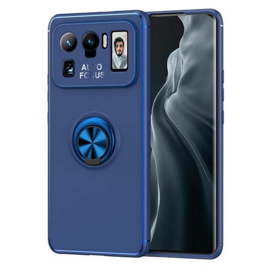 For Xiaomi Mi 11 Ultra Metal Ring Holder 360 Degree Rotating TPU Case(Blue+Blue)