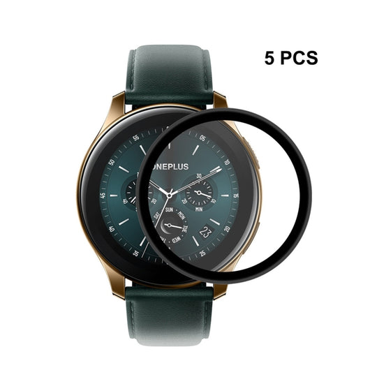 5pcs For OnePlus Watch ENKAY Hat-Prince 3D Full Screen Soft PC Edge + PMMA HD Screen Protector Film