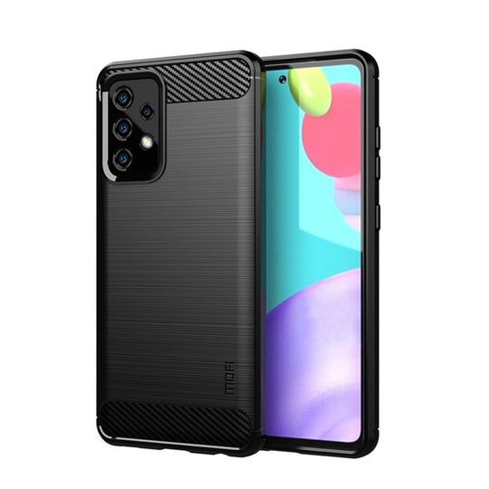 Pour Samsung Galaxy A52 5G/4G MOFI Gentleness Series Étui en TPU souple en fibre de carbone à texture brossée (noir)