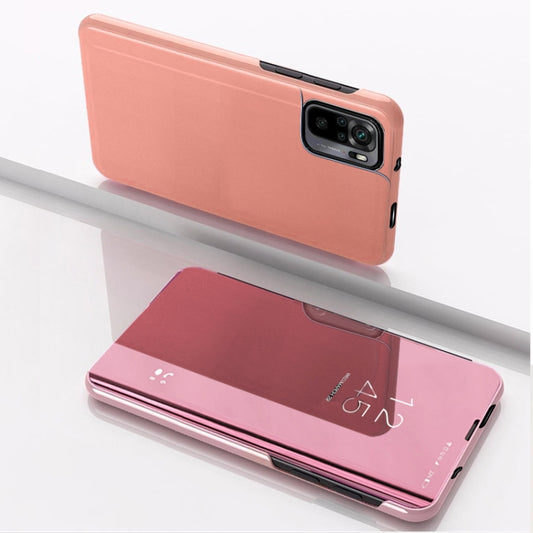 For Xiaomi Redmi Note 10 Pro Plated Mirror Horizontal Flip Leather Case with Holder(Rose Gold) by buy2fix