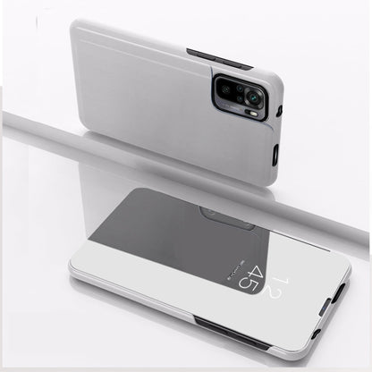 For Xiaomi Redmi Note 10 Pro Plated Mirror Horizontal Flip Leather Case with Holder(Silver) by buy2fix