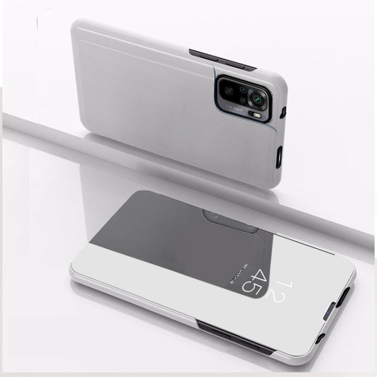 For Xiaomi Redmi Note 10 Pro Plated Mirror Horizontal Flip Leather Case with Holder(Silver) by buy2fix