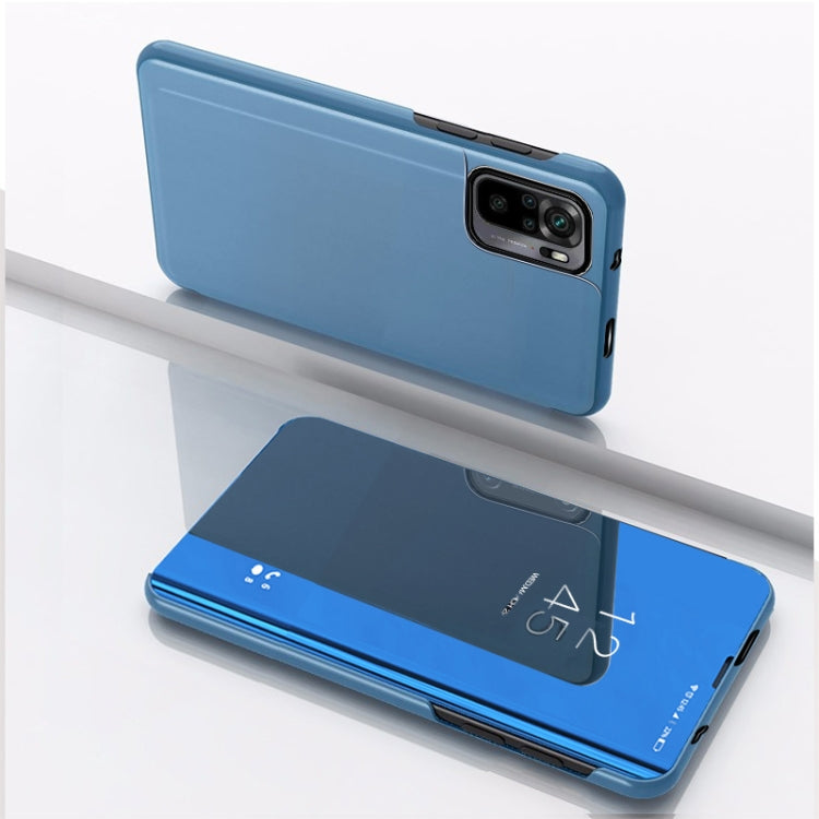 For Xiaomi Redmi Note 10 Pro Plated Mirror Horizontal Flip Leather Case with Holder(Blue) by buy2fix