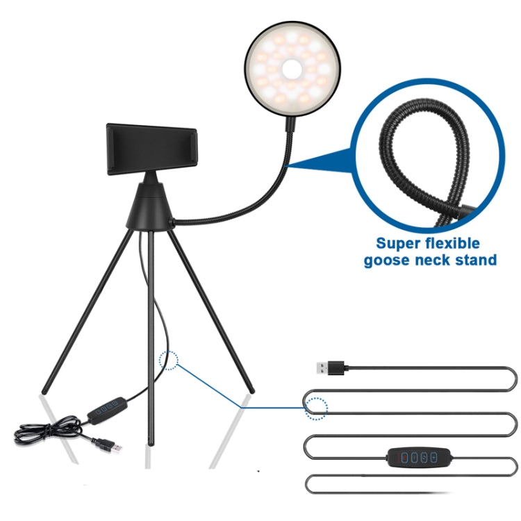 NS-08 Makeup Live Selfie Fill Ring Light Photography LED Dimmable Ring Lamp with Phone Tripod Stand Holder - Ring Light by buy2fix | Online Shopping UK | buy2fix
