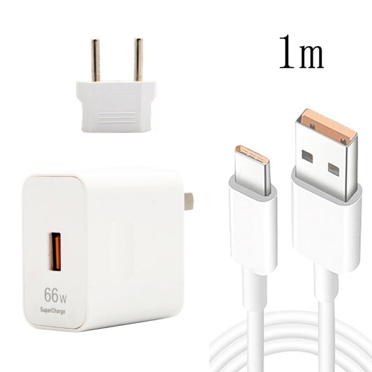 66W USB Fast Charging Travel Charger With EU Plug Conversion Head + 6A USB to Type-C Flash Charging Data Cable, EU Plug(1m) - USB Charger by buy2fix | Online Shopping UK | buy2fix