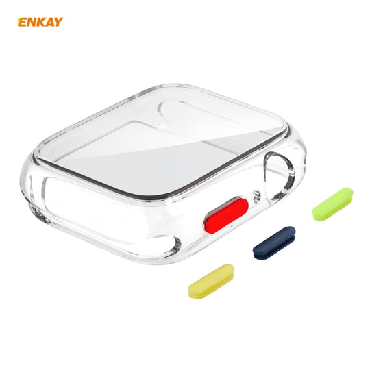 ENKAY Hat-prince Full Coverage TPU Case + Tempered Glass Protector for Apple Watch Series 6 / 5 / 4 / SE 44mm(Transparent)
