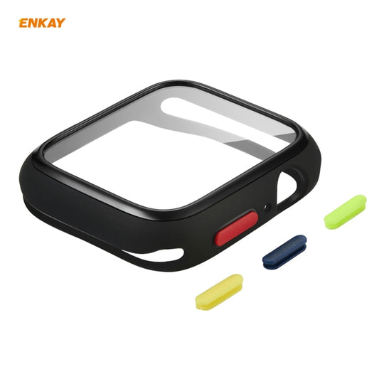 ENKAY Hat-prince Full Coverage TPU Case + Tempered Glass Protector for Apple Watch Series 6 / 5 / 4 / SE 40mm(Black)