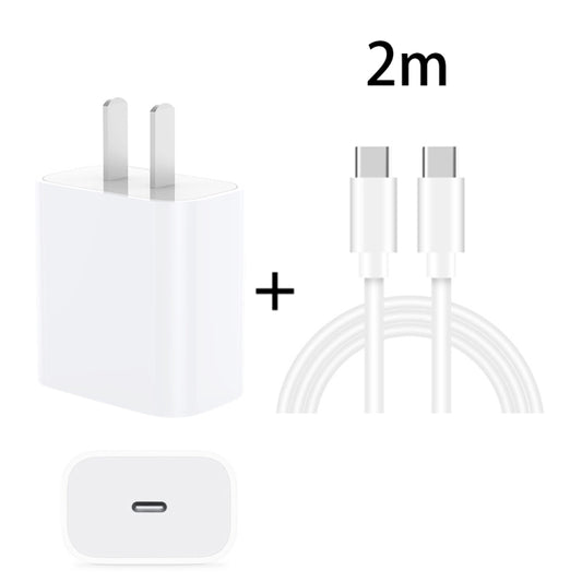 PD 20W Single USB-C / Type-C Port Travel Charger + 3A PD3.0 USB-C / Type-C to Type-C Fast Charge Data Cable Set, US Plug(2m) - USB Charger by buy2fix | Online Shopping UK | buy2fix