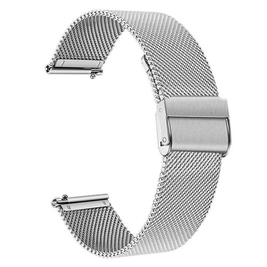 20mm Double Buckle Braided Fine Mesh Stainless Ssteel Metal Replacement Strap(silver) - 20mm Bands by buy2fix | Online Shopping UK | buy2fix