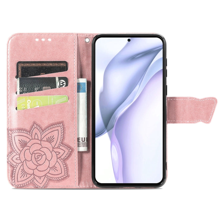 For Huawei  P50 Butterfly Love Flowers Embossed Horizontal Flip Leather Case with Holder & Card Slots & Wallet & Lanyard(Rose Gold) - Huawei Cases by buy2fix | Online Shopping UK | buy2fix