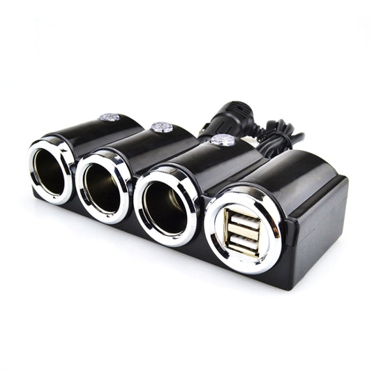 Car Cigarette Lighter Socket Splitter Dual USB Port Car Charger 3-Way Adapter - Cigar Socket by buy2fix | Online Shopping UK | buy2fix