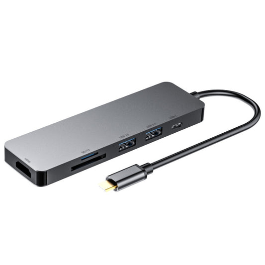 6 in 1 Type C to HDMI + USB 3.0 + Type C + SD/TF Docking Station Multi-function HUB by buy2fix