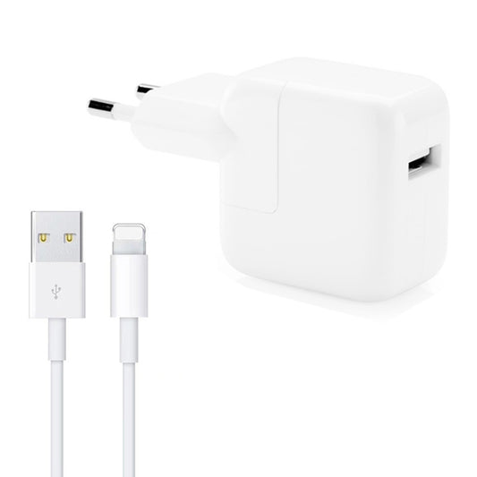 12W USB Charger + USB to 8 Pin Data Cable for iPad / iPhone / iPod Series, EU Plug - USB Charger by buy2fix | Online Shopping UK | buy2fix