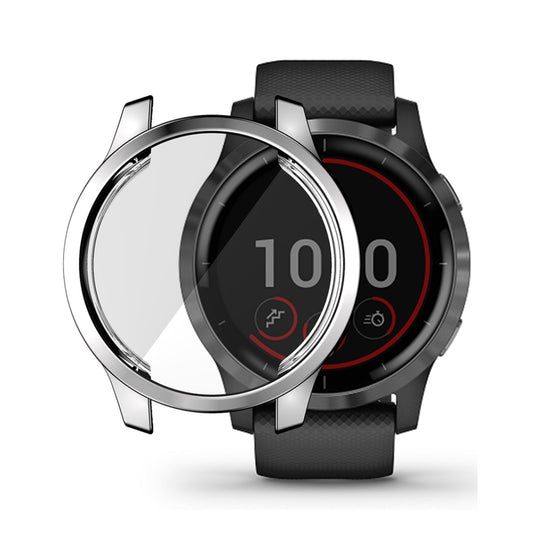For Garmin Venu 2 45mm / Vivoactive 4 45mm ENKAY Hat-Prince Full Coverage Electroplate TPU Soft Case(Silver) - Watch Cases by ENKAY | Online Shopping UK | buy2fix