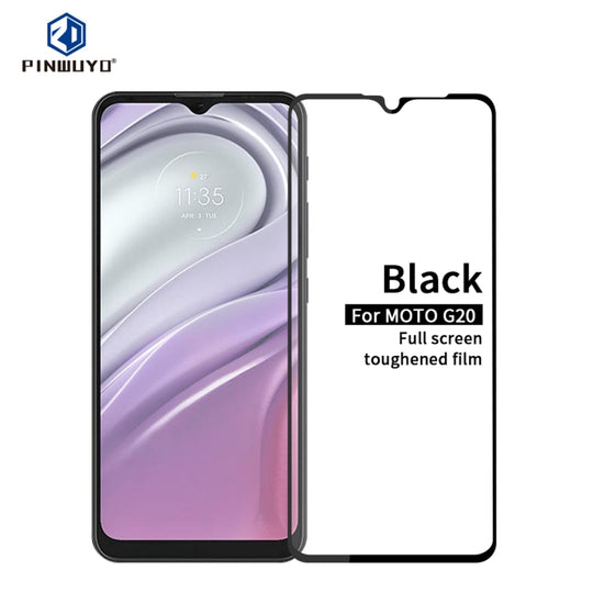 For Motorola Moto G20 PINWUYO 9H 2.5D Full Screen Tempered Glass Film(Black)