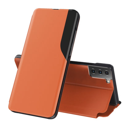 For Samsung Galaxy S21 FE Attraction Flip Holder Leather Phone Case(Orange) by buy2fix
