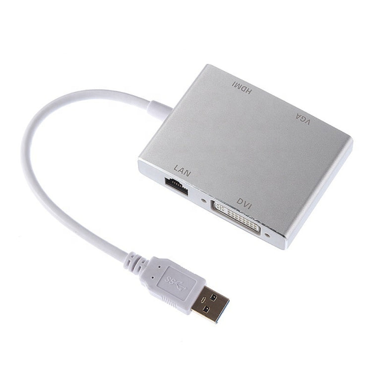 WS-03 4 in 1 USB 3.0 to VGA + HDMI + DVI + RJ45 Network Card Ethernet Converter by buy2fix