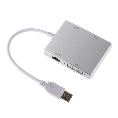 WS-03 4 in 1 USB 3.0 to VGA + HDMI + DVI + RJ45 Network Card Ethernet Converter by buy2fix