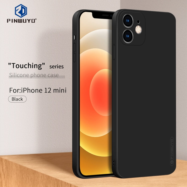 For iPhone 12 mini PINWUYO Touching Series Liquid Silicone TPU Shockproof Case(Black) - iPhone 12 mini Cases by PINWUYO | Online Shopping UK | buy2fix