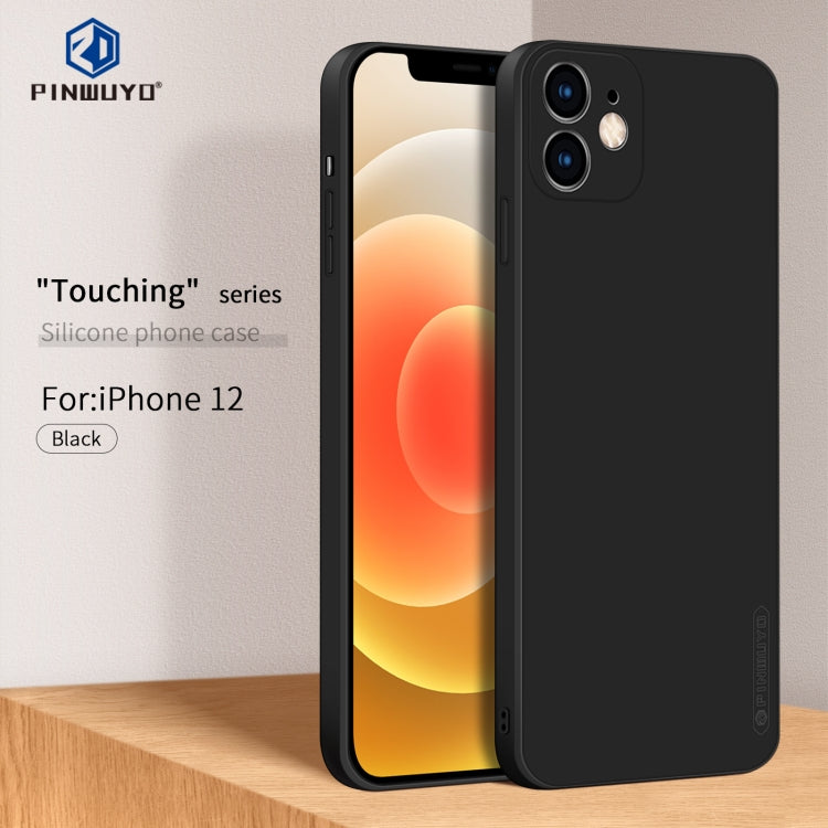 For iPhone 12 PINWUYO Touching Series Liquid Silicone TPU Shockproof Case(Black) - iPhone 12 / 12 Pro Cases by PINWUYO | Online Shopping UK | buy2fix
