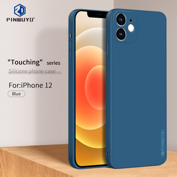 For iPhone 12 PINWUYO Touching Series Liquid Silicone TPU Shockproof Case(Blue) - iPhone 12 / 12 Pro Cases by PINWUYO | Online Shopping UK | buy2fix